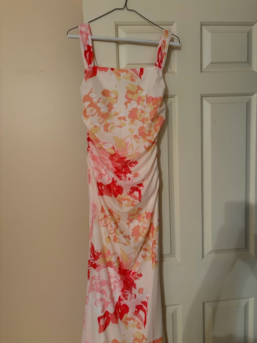 Floral Pink & Coral Sleeveless Maxi Dress